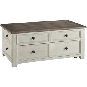 Levan Home Wood Two-Tone Coffee Table Rectangular Lift Top 46&quot Unassembled