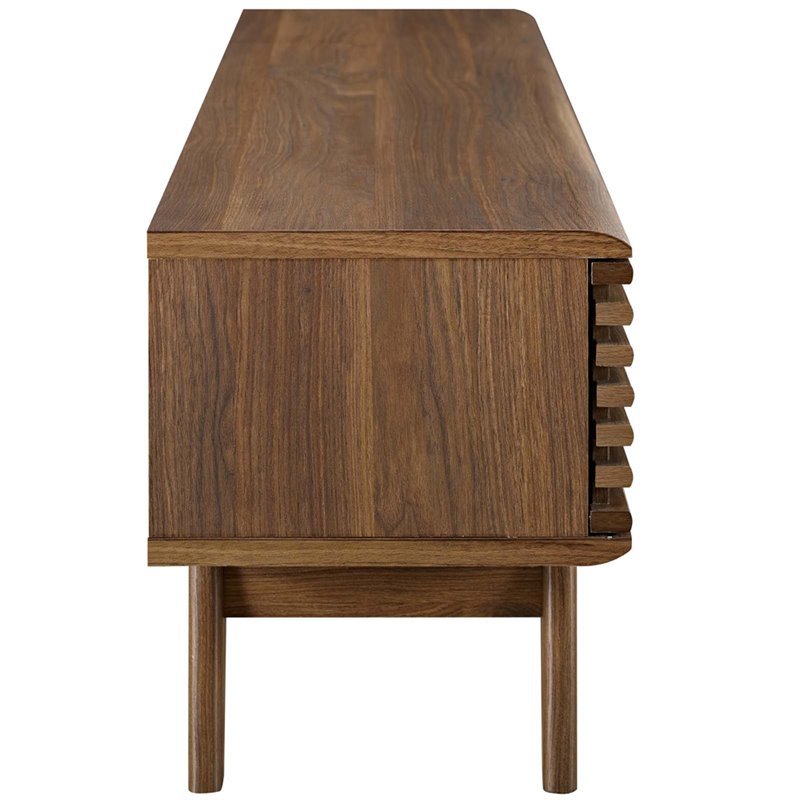 Levan Home Particleboard Walnut TV Stand Rectangular Adjustable Shelves 58.5