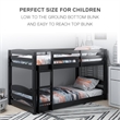 Levan Home Solid Wood Twin Floor Bunk Bed in Gray
