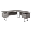 Levan Home L Shaped Corner Computer Desk in Dark Taupe
