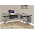Levan Home L Shaped Corner Computer Desk in Dark Taupe