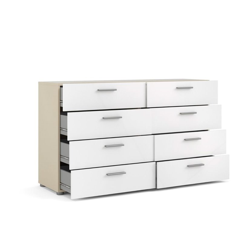 Levan Home Engineered Wood Oak/White Double Dresser Unassembled