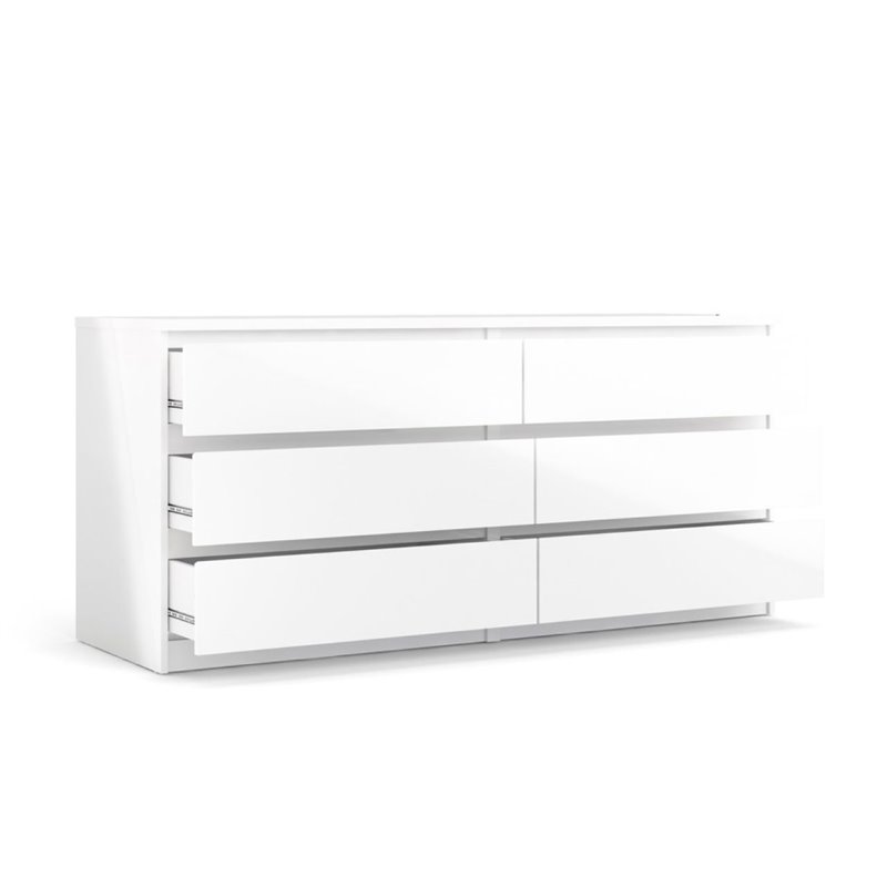Levan Home Engineered Wood White Double Bedroom Dresser 6 Drawers 60.55