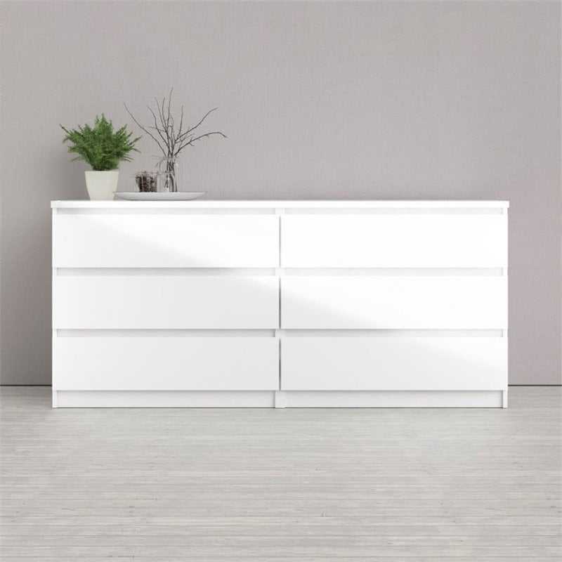 Levan Home Engineered Wood White Double Bedroom Dresser 6 Drawers 60.55