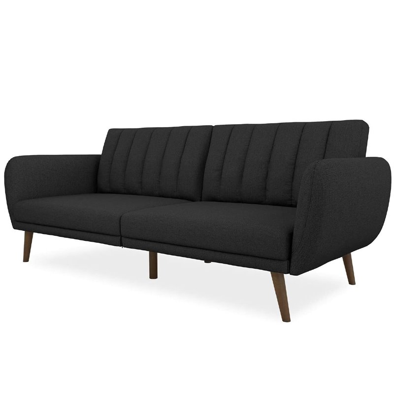 Levan Home Stylish Linen Sleeper Sofa in Dark Gray