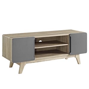 Levan Home Modern Wood TV Stand for TVs up to 52&quot in Natural/Gray