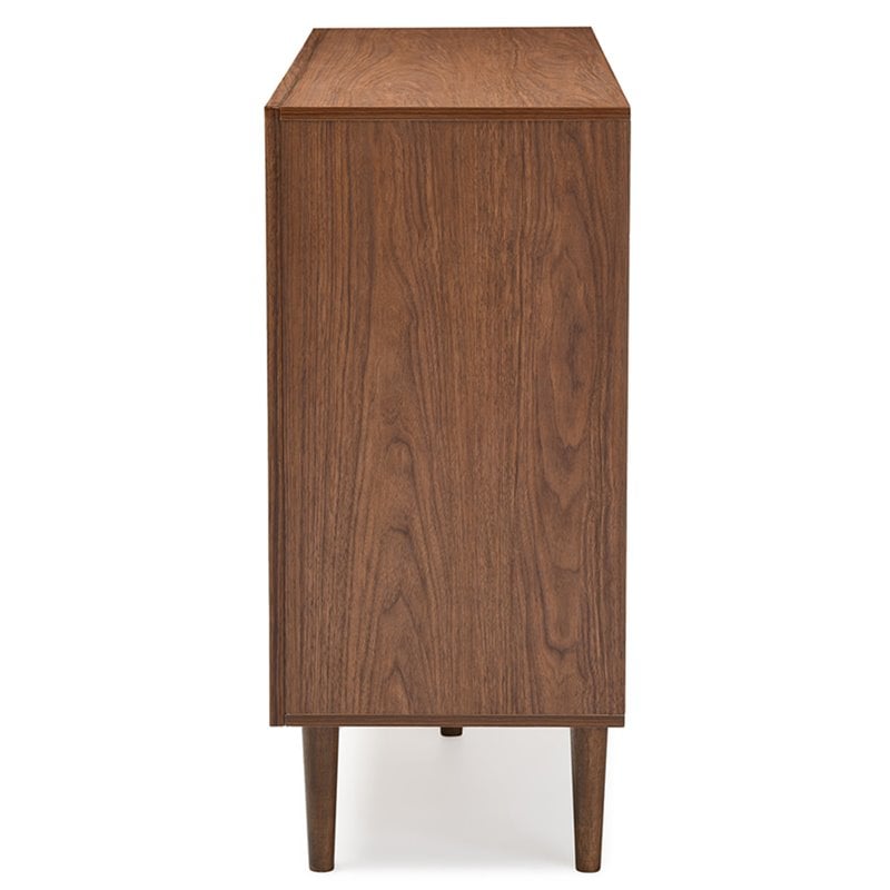 Baxton Studio Engineered Wood White and Walnut Double Dresser Rectangular Smooth Drawer 53.98