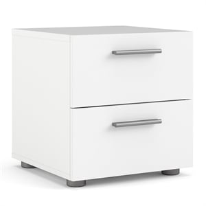 Levan Home Contemporary 2 Drawer Nightstand in White