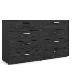 Levan Home Contemporary 8 Drawer Double Dresser in Black Woodgrain