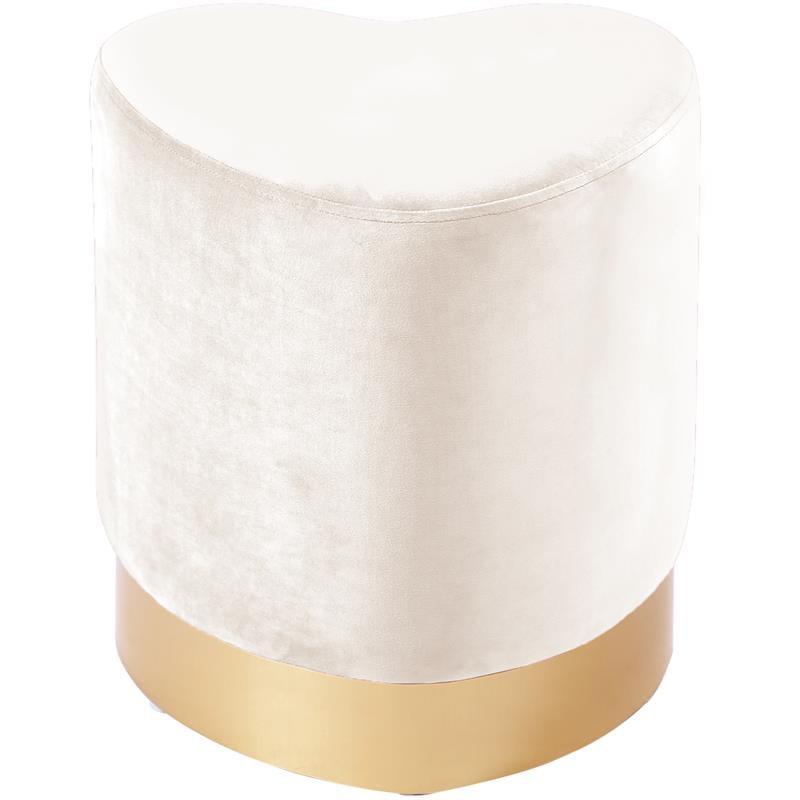 Meridian Furniture Heart Contemporary Velvet Ottoman/Stool in Cream