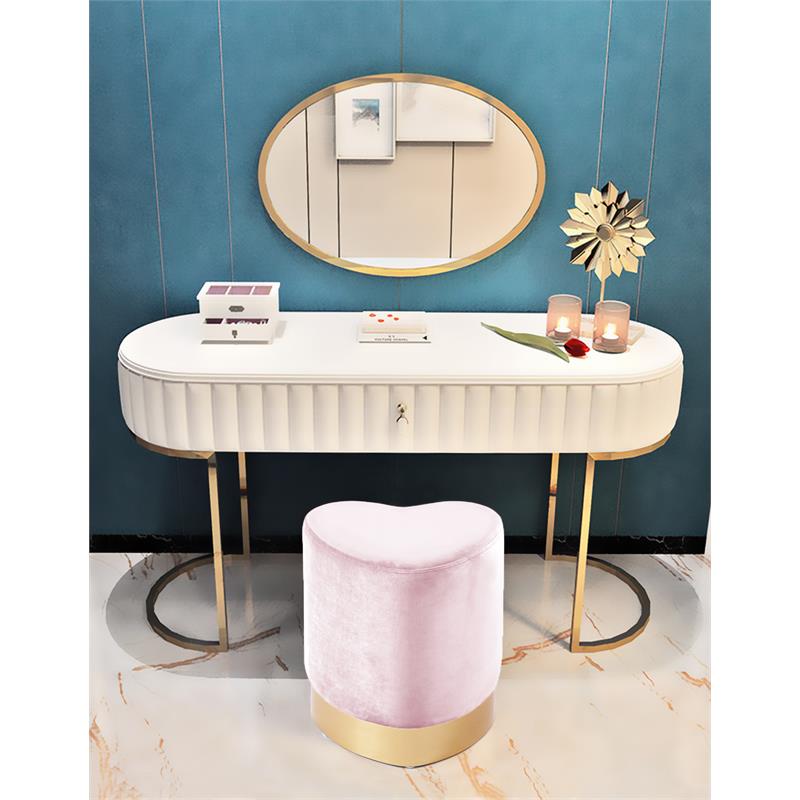 Meridian Furniture Heart Contemporary Velvet Ottoman/Stool in Pink
