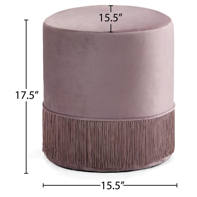 Meridian Furniture Teddy Contemporary Velvet Ottoman/Stool in Pink