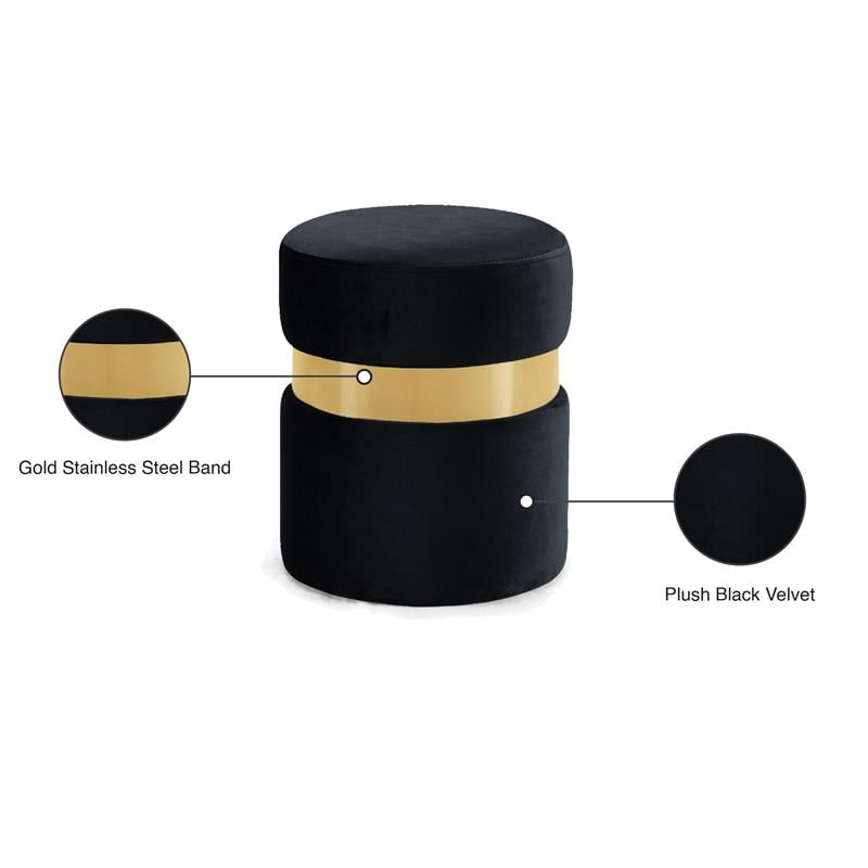 Meridian Furniture Hailey Contemporary Velvet Ottoman/Stool in Black