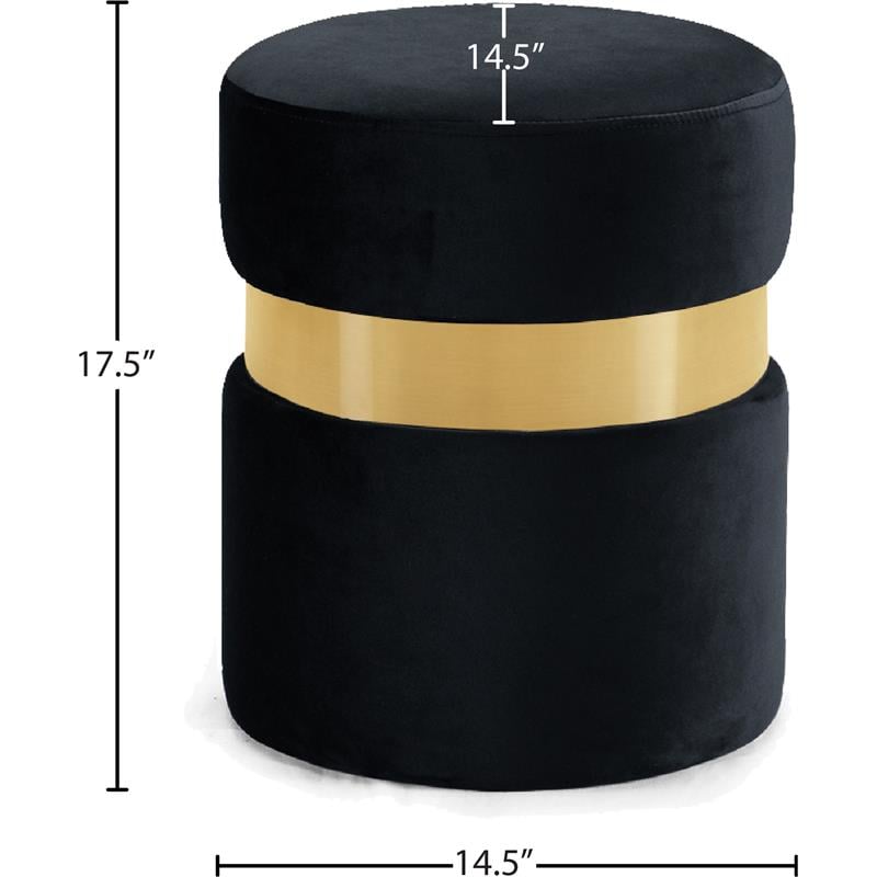 Meridian Furniture Hailey Contemporary Velvet Ottoman/Stool in Black