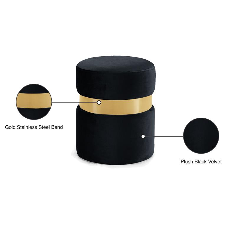 Meridian Furniture Hailey Contemporary Velvet Ottoman/Stool in Black