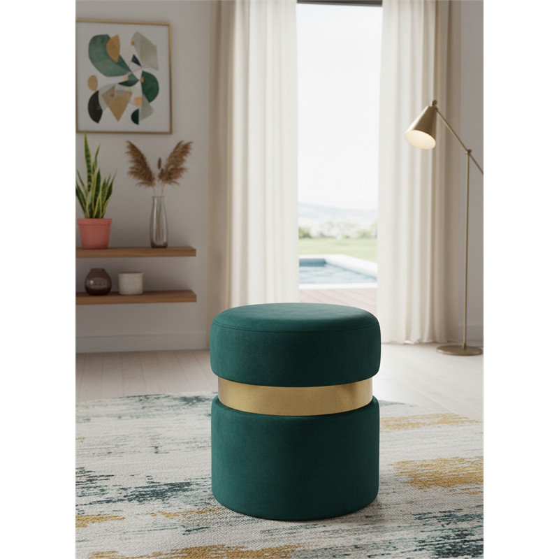 Meridian Furniture Hailey Contemporary Velvet Ottoman/Stool in Green
