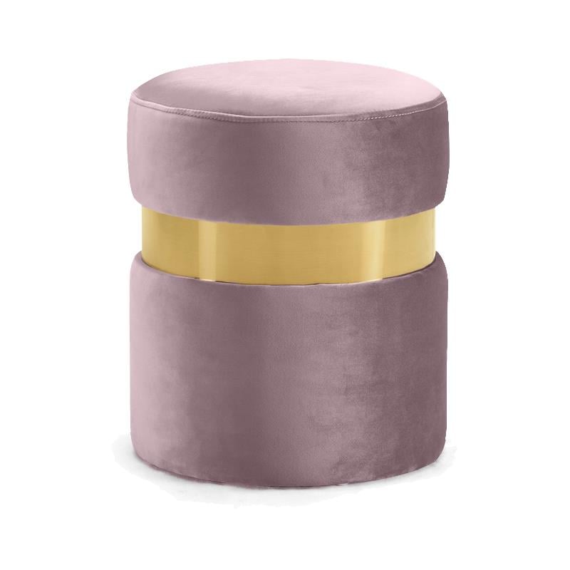 Meridian Furniture Hailey Contemporary Velvet Ottoman/Stool in Pink