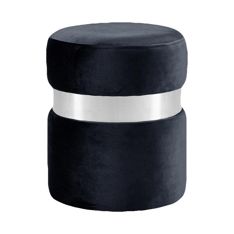 Meridian Furniture Hailey Contemporary Velvet Ottoman/Stool in Black