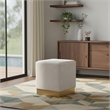 Meridian Furniture Jax Contemporary Velvet Ottoman/Stool in Cream