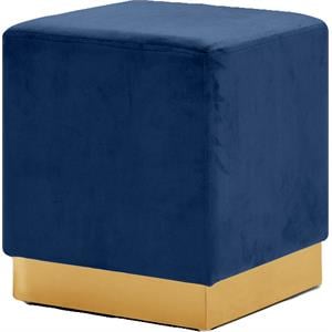 Meridian Furniture Jax Contemporary Velvet Ottoman/Stool in Navy
