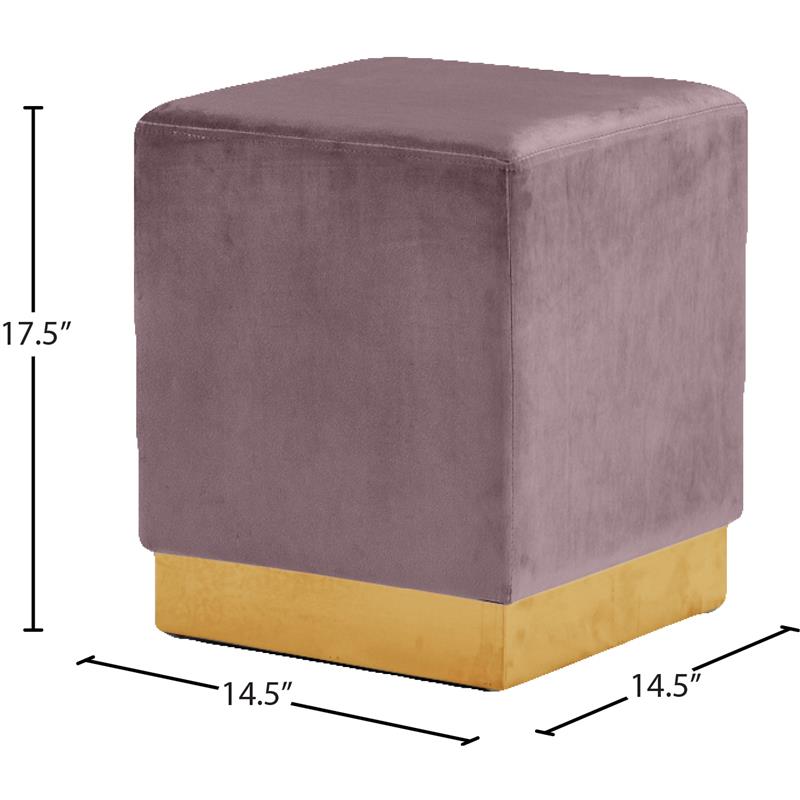 Meridian Furniture Jax Contemporary Velvet Ottoman/Stool in Pink