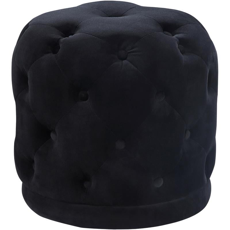 Meridian Furniture Harper Contemporary Velvet Ottoman/Stool in Black