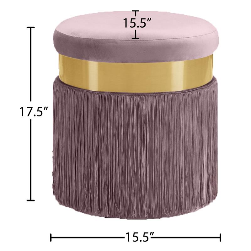 Meridian Furniture Yasmine Contemporary Velvet Ottoman/Stool in Pink