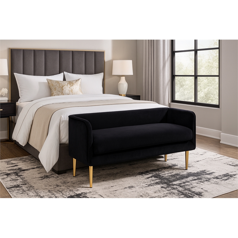 Meridian Furniture Audrey Black Velvet Bench