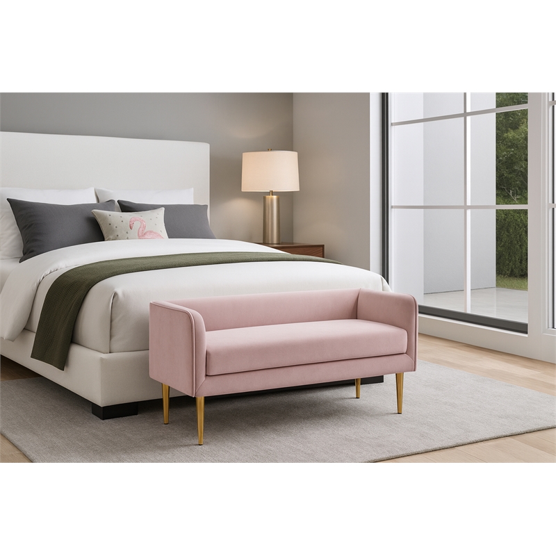 Meridian Furniture Audrey Pink Velvet Bench