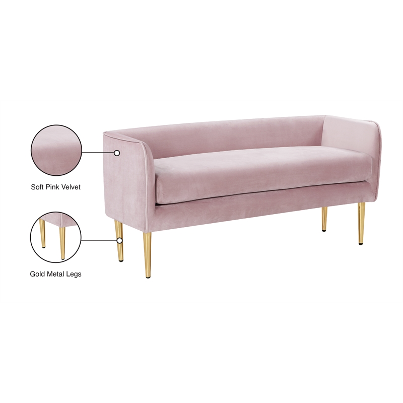 Meridian Furniture Audrey Pink Velvet Bench