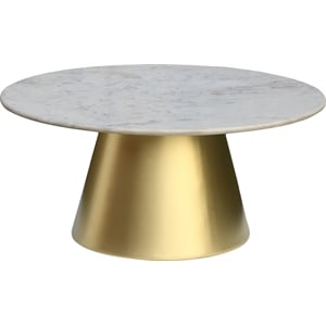 Meridian Furniture Sorrento 36&quot Marble Top Coffee Table with Brushed Gold Base