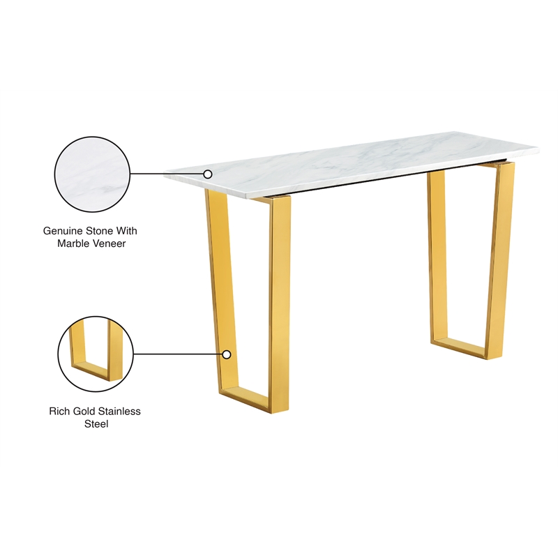 Meridian Furniture Cameron Contemporary Stone Console Table in Gold