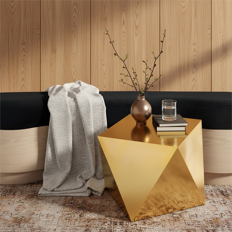Meridian Furniture Gemma Stainless Steel Contemporary End Table in Gold