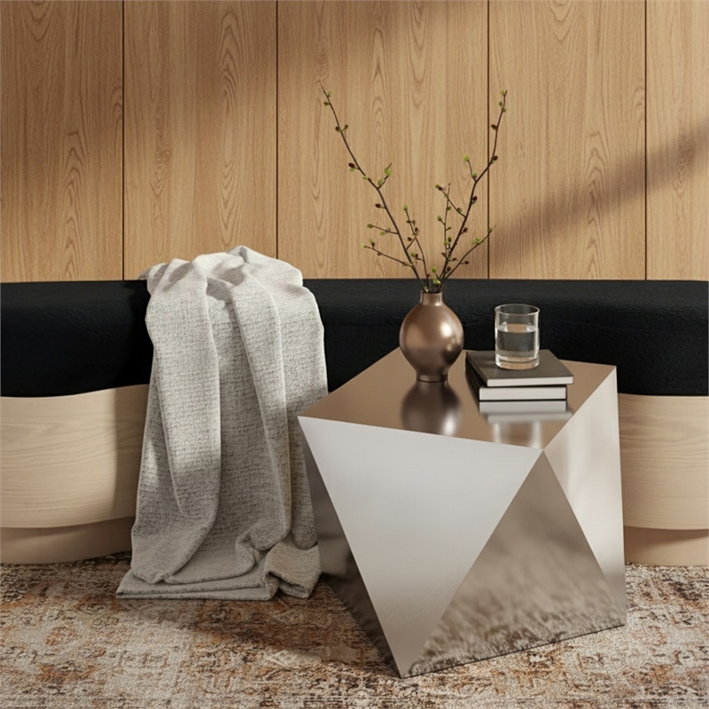 Meridian Furniture Gemma Stainless Steel Contemporary End Table in Silver