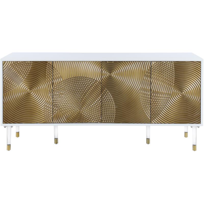 Meridian Furniture Bellissimo Solid Wood Sideboard/Buffet in White Lacquer/Gold