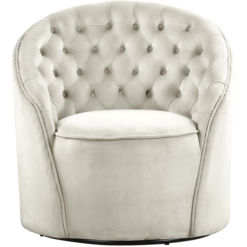 Meridian Furniture Alessio Cream Velvet Swivel Accent Chair