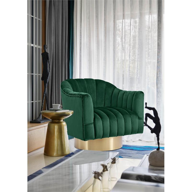 Meridian Furniture Farrah Green Velvet Swivel Accent Chair