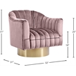 Meridian Furniture Farrah Pink Velvet Swivel Accent Chair