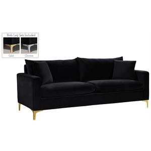 Meridian Furniture Naomi Contemporary Velvet Sofa in Black