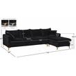 Meridian Furniture Naomi Contemporary 2pc Velvet Reversible Sectional in Black
