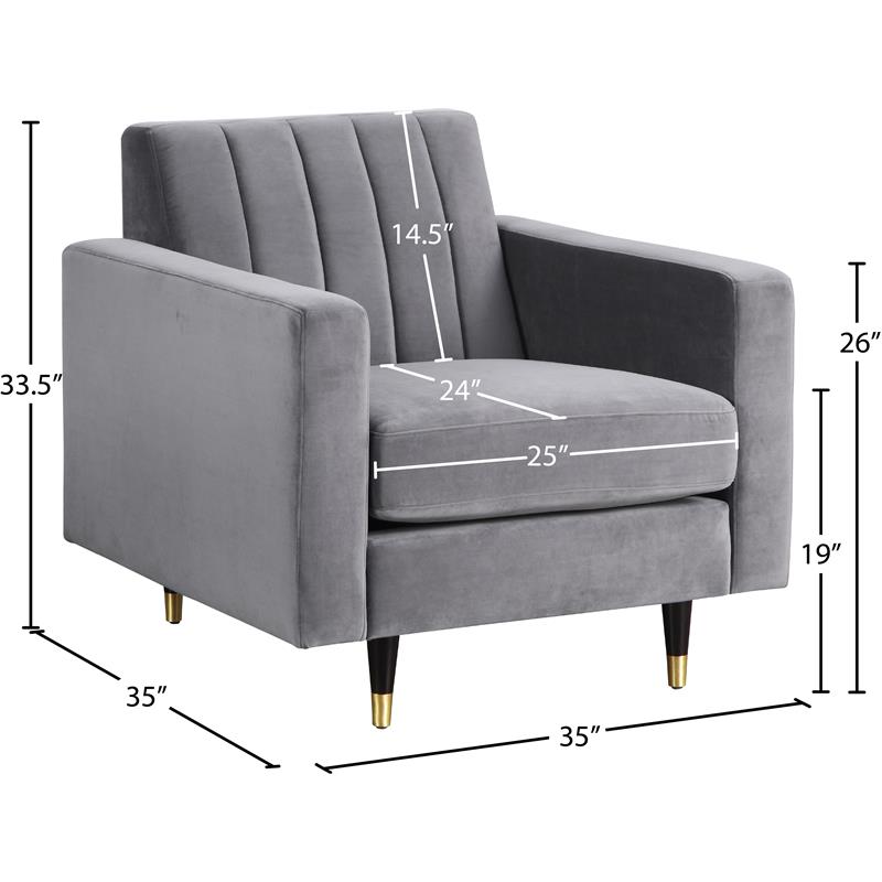 Meridian Furniture Lola Velvet Accent Chair in Gray