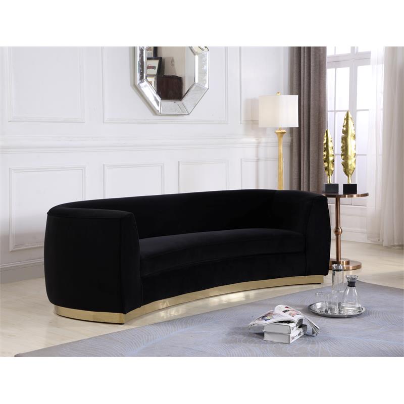 Meridian Furniture Julian Contemporary Velvet Sofa in Black