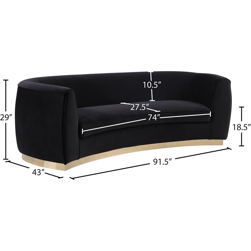Meridian Furniture Julian Contemporary Velvet Sofa in Black