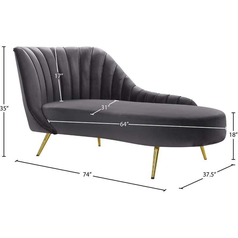 Meridian Furniture Margo Grey Velvet Chaise