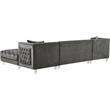 Meridian Furniture Moda 3pc Velvet Sectional in Gray