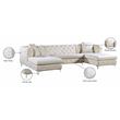 Meridian Furniture Gail 3pc Velvet Sectional in Cream