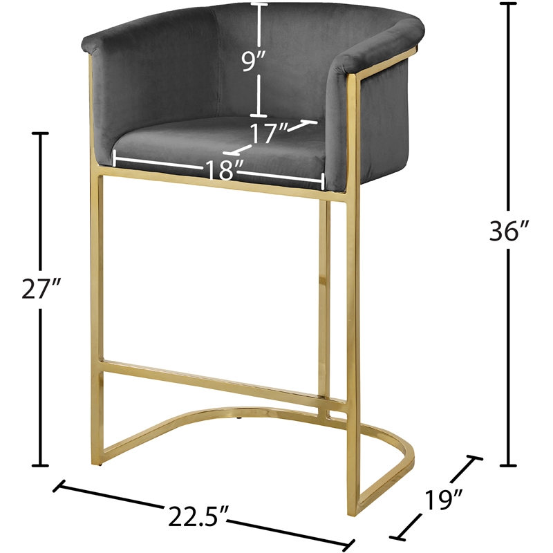 Meridian Furniture Donatella Grey Velvet Stool