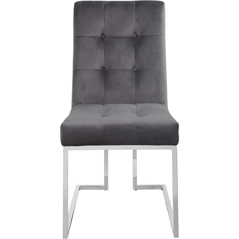 Meridian Furniture Alexis Velvet Dining Chair in Gray (Set of 2)
