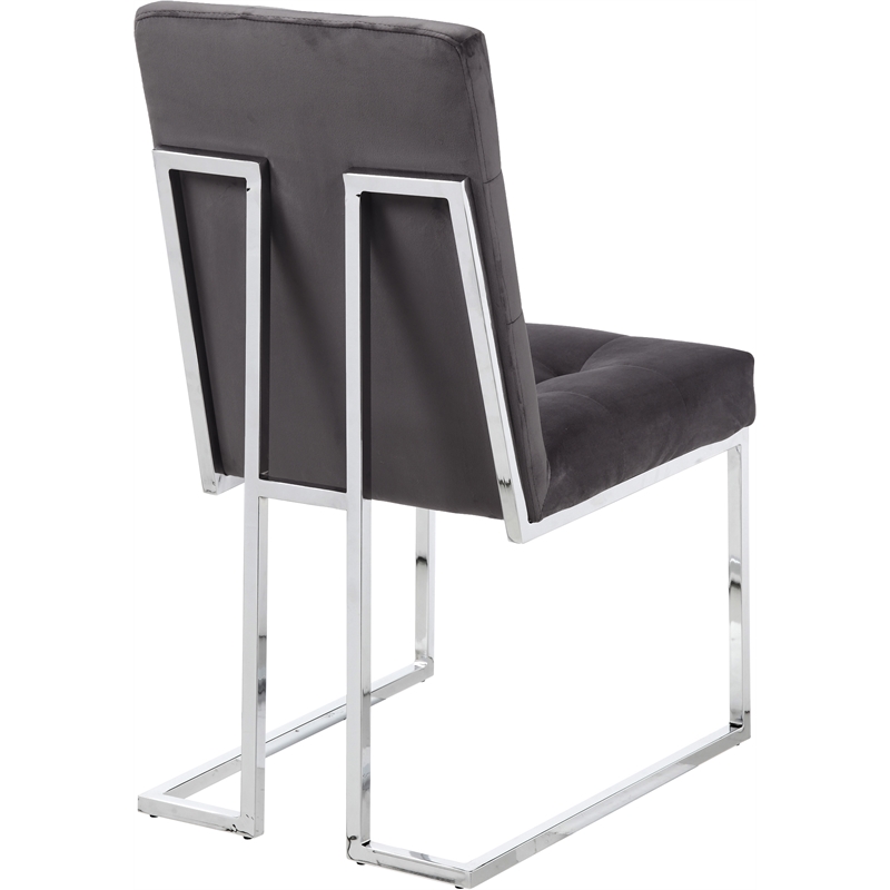 Meridian Furniture Alexis Velvet Dining Chair in Gray (Set of 2)