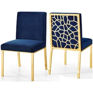 Meridian Furniture Opal 20&quotH Velvet Dining Chair in Navy (Set of 2)